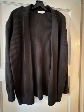 Club Monaco Men's Black Ribbed Open-Front Cardigan